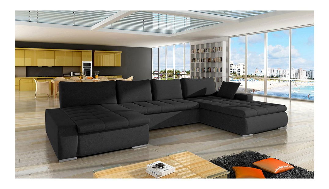 Rohová sedací souprava Carmine (černá)