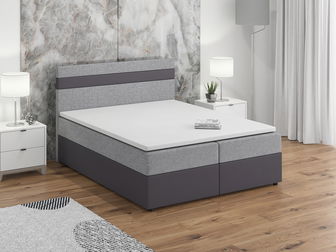 Boxspring postel 160x200 cm Mimosa (melírovaná světle šedá + tmavě šedá) (s roštem a matrací)