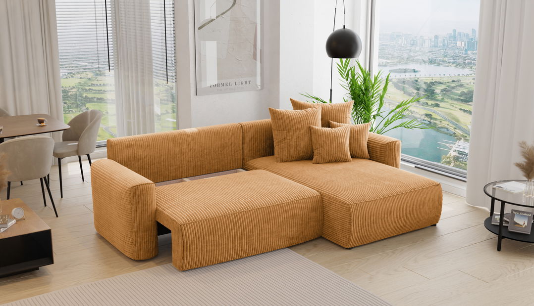 Rohová sedačka Baria (P) (hořčičná)