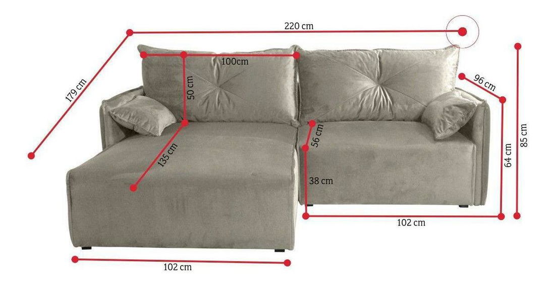 Rohová sedačka Leonaro (modrá) (L)