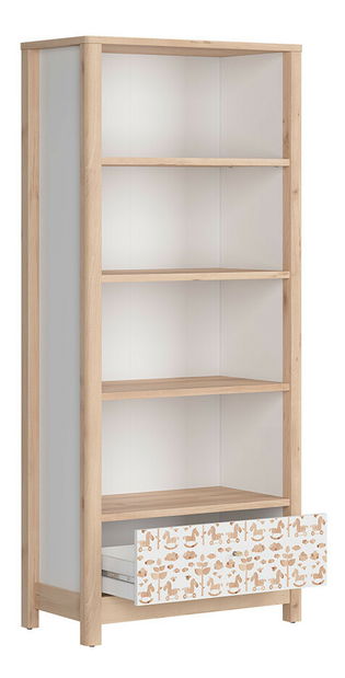 Regál BRW Timon REG1S/18 (buk iconic + bílá + koníky)