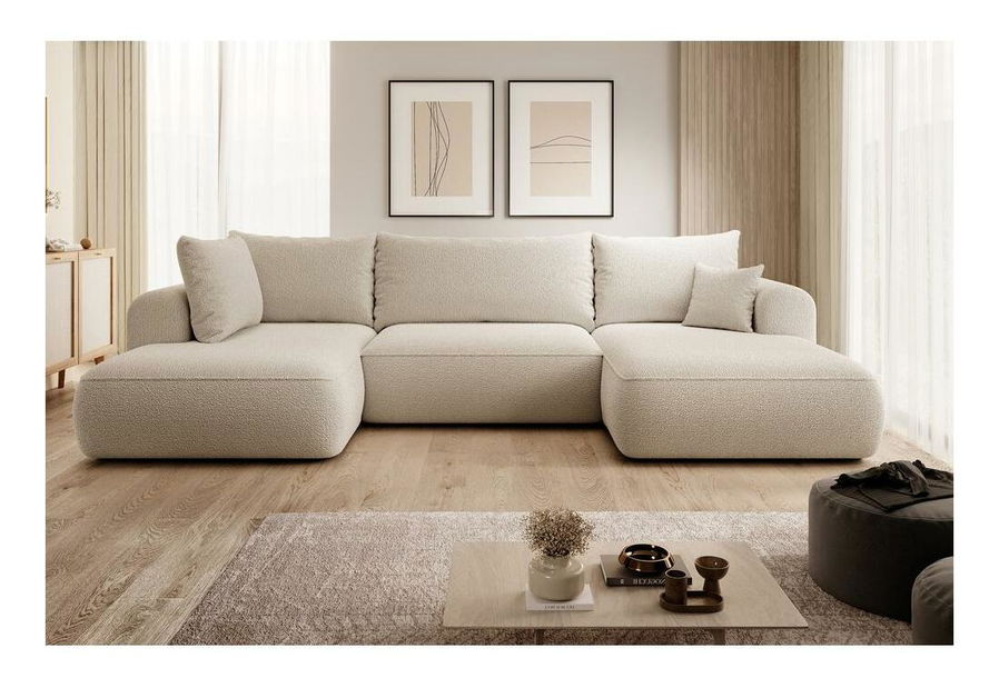 Rohová sedací souprava ve tvaru U Olivo U (L) (béžová + černá)