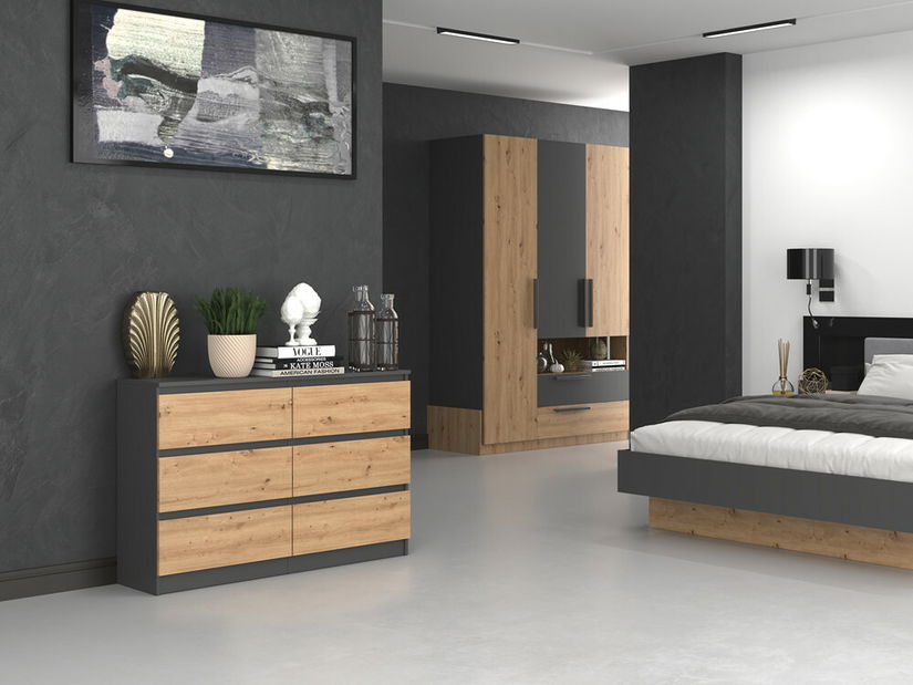 Komoda Musecalo 6 120 (antracit + dub artisan)