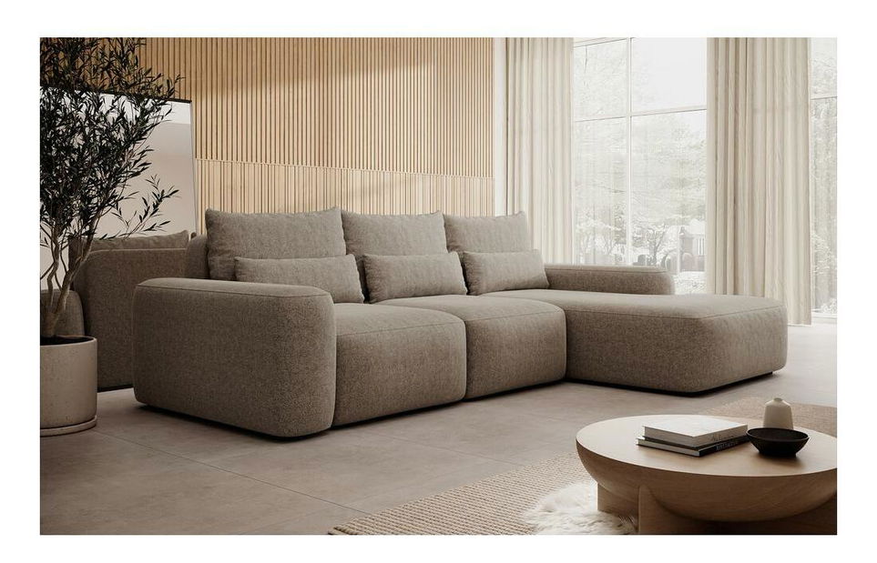 Rohová sedací souprava Carlito (P) (béžová + černá)