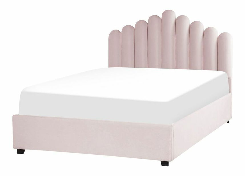 Manželská postel 140 cm Valhala (růžová) (s roštem a úložným prostorem)