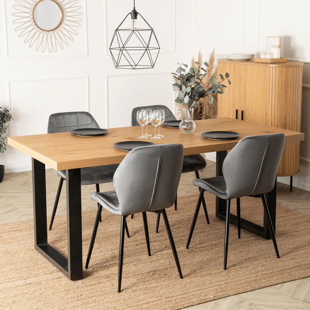 Rozkládací jídelní stůl Tomko (dub zlatý + černá) (pro 6-8 osob)