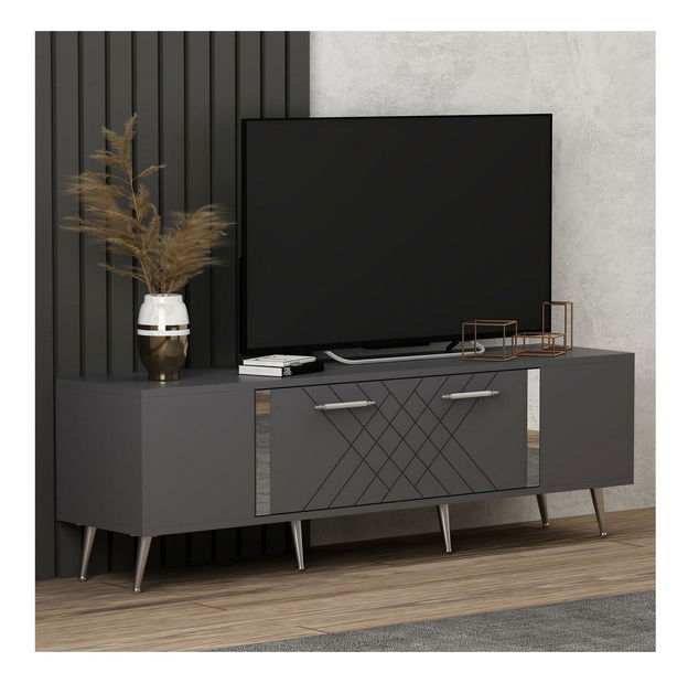 TV stolek/skříňka Tunini (antracit + stříbrná)