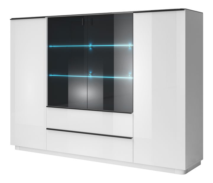 Vitrína Toft Typ 48 (bílá + černé sklo)