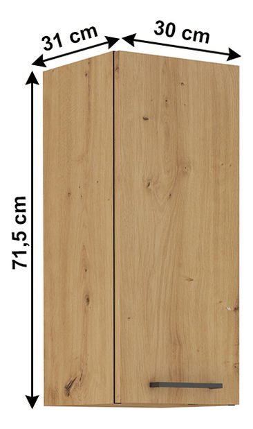 Horní kuchyňská skříňka Meriel 30 G-72 1F (dub artisan)
