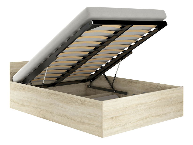 Manželská postel 160 cm Cosimo II (dub sonoma) (s roštem, matrací a úl. prostorem)