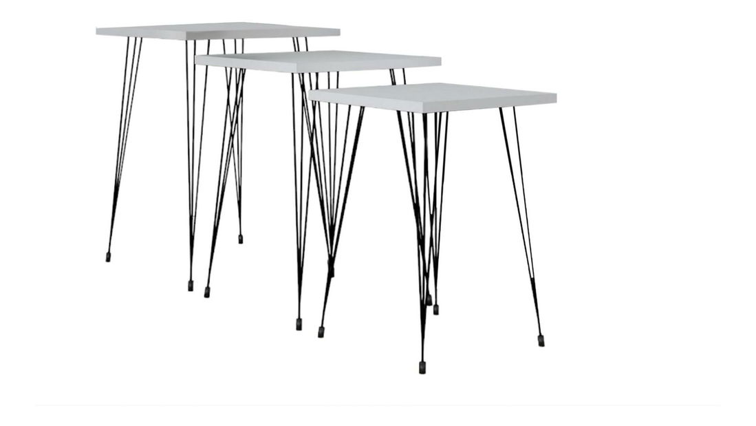 Set 3ks. konferenčních stolků Pakamo (černá + bílá)