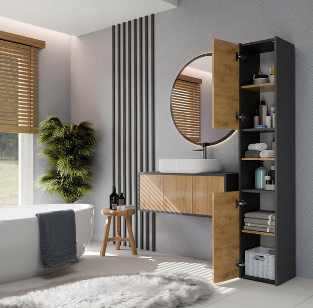 Koupelnová skříňka Samways 1 (antracit + dub artisan)