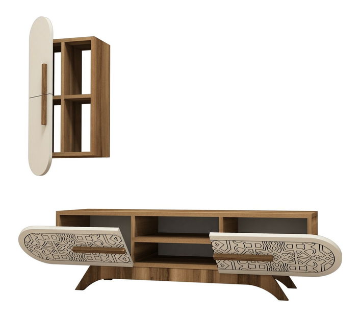 Obývací stěna Dolphie 1 (Ořech + Krémová)