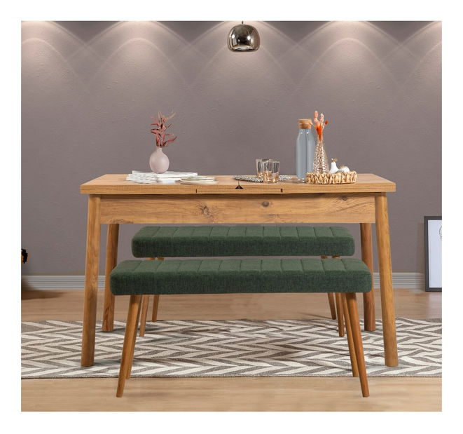 Jídelní set Somelio (borovice + zelená)