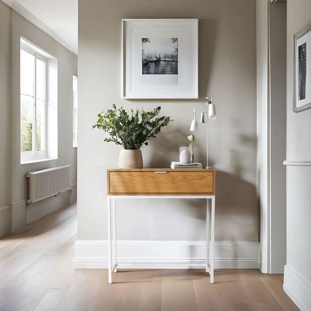 Konzolový stolek Permitiendo (dub + bílá)