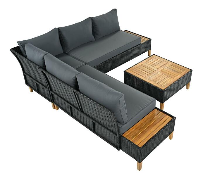 Zahradní ratanový set Malcolm (černá + šedá + přírodní)