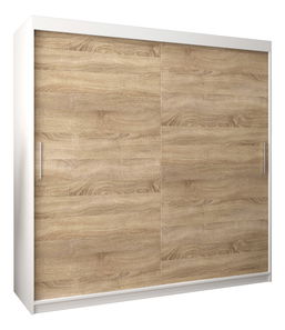 Šatní skříň 200 cm Toki (Bílá matná + Dub sonoma)
