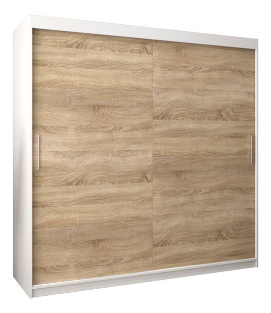 Šatní skříň 200 cm Toki (Bílá matná + Dub sonoma)