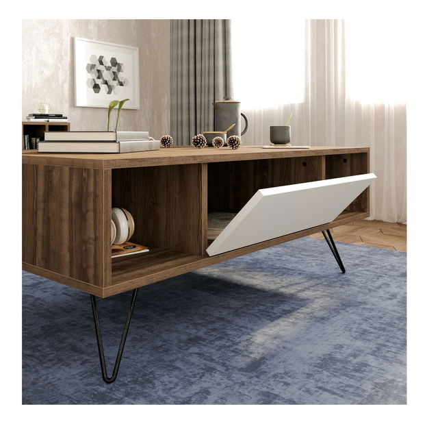 Konferenční stolek Mistique (ořech + bílá)