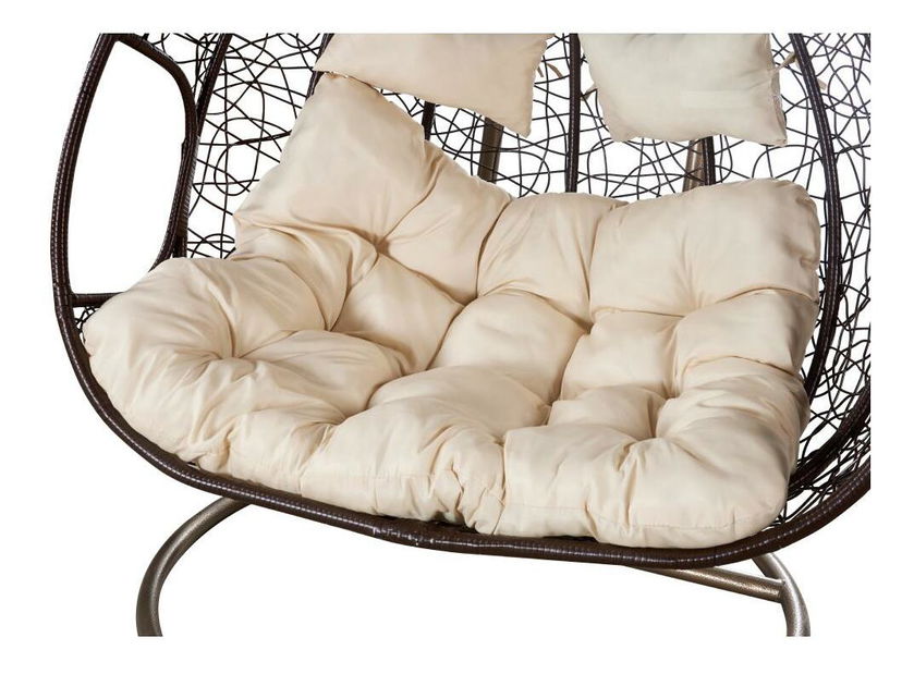 Závěsné dvojkřeslo Deber (měděná + hnědá + krémová)