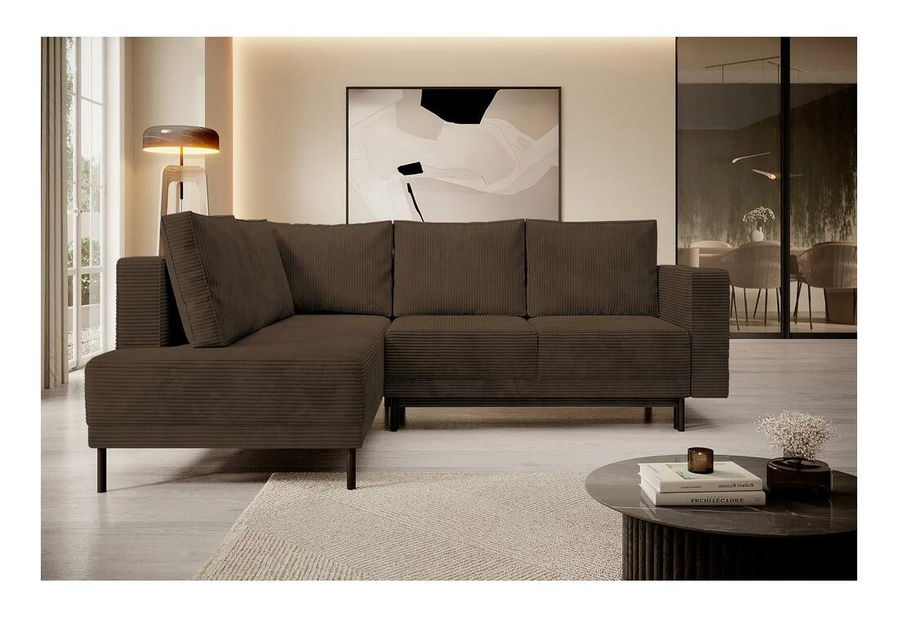 Rohová sedací souprava Rodriguez (L) (tmavobéžová + černá)