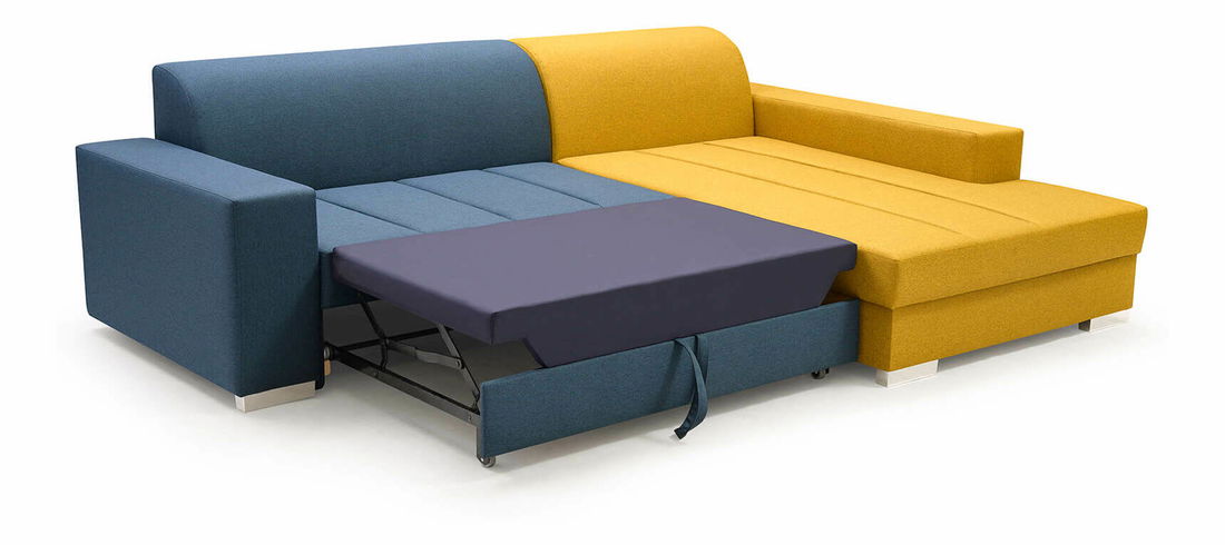 Rohová sedací souprava Maureen (šedá + žlutá) (L)