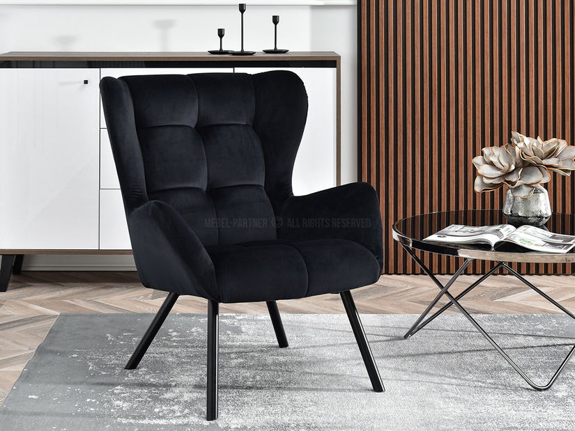 Designové křeslo Norweien (černá + zlatá)