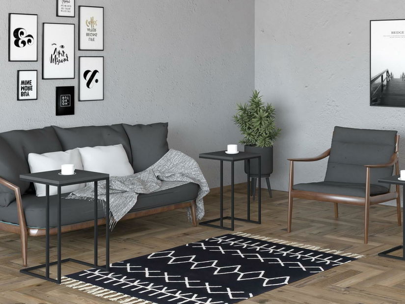 Set 3ks. konferenčních stolků Vudema (černá + antracit)