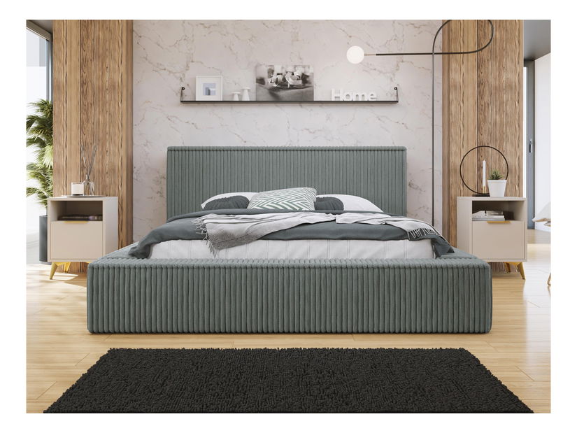 Manželská postel 160 cm Gretty S (tmavě šedá) (s roštem) (s úl. prostorem)