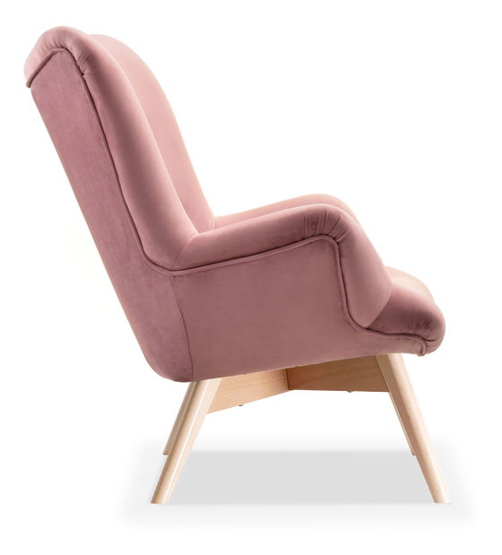 Designové křeslo Florentino (pastelová růžová + ořech)