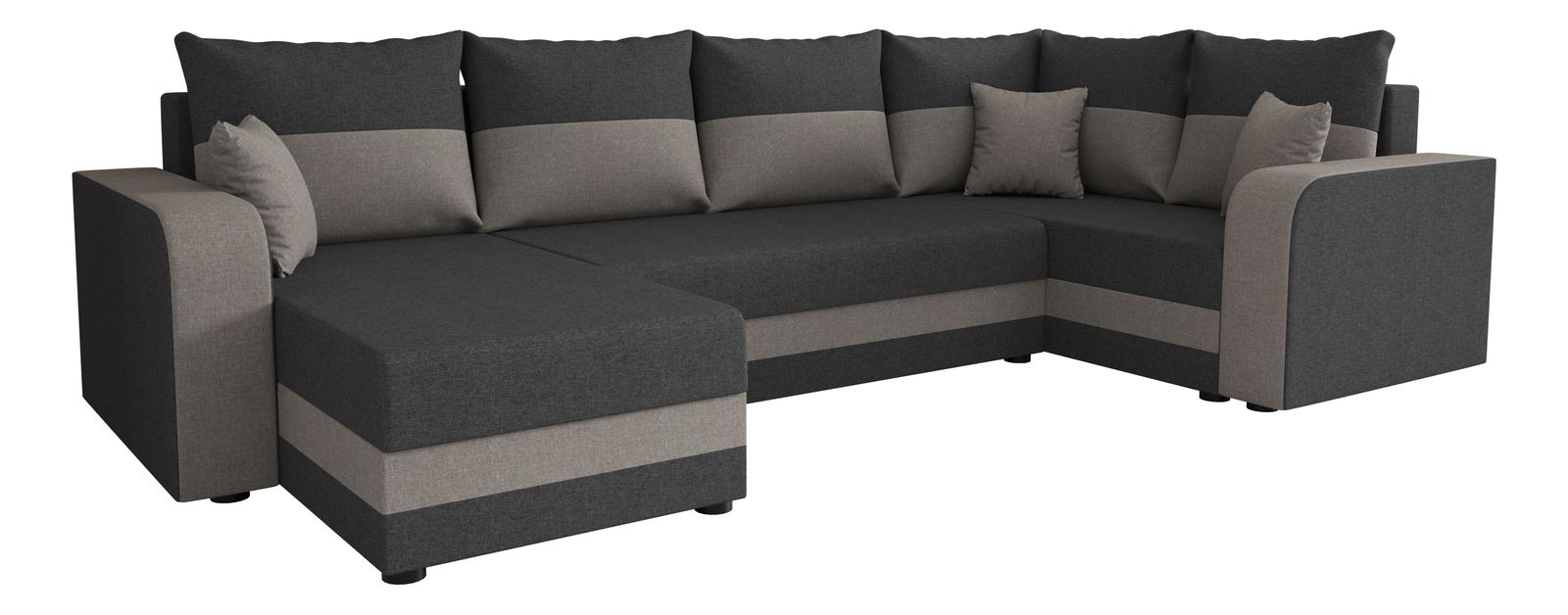 Rohová sedačka ve tvaru U Harmony Long (tmavě šedá + černá) (P)