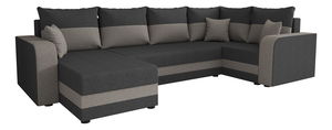 Rohová sedačka ve tvaru U Harmony Long (tmavě šedá + černá) (P)