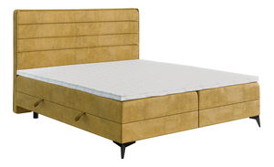 Jednolůžková boxspring postel 120 cm Horazio (žlutá) (s matrací a úl. prostorem)