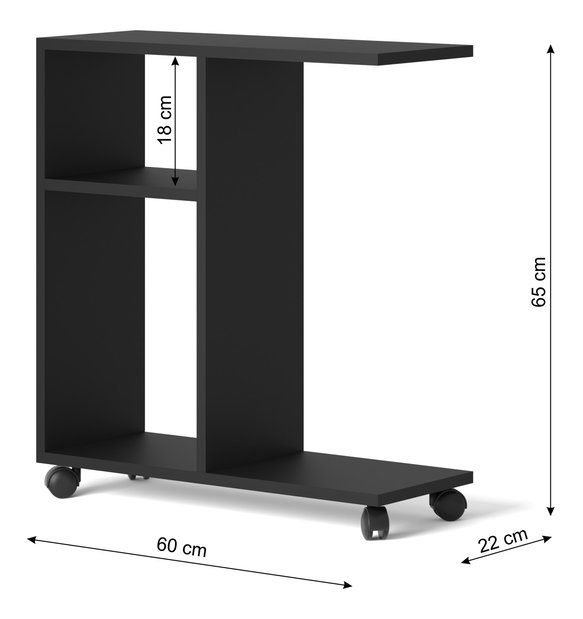 Příruční stolek na kolečkách Tros (černá)