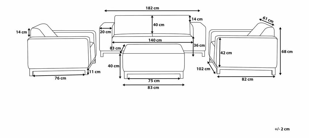 Zahradní sedací souprava RAVIOL (béžová) (pro 5 osob)