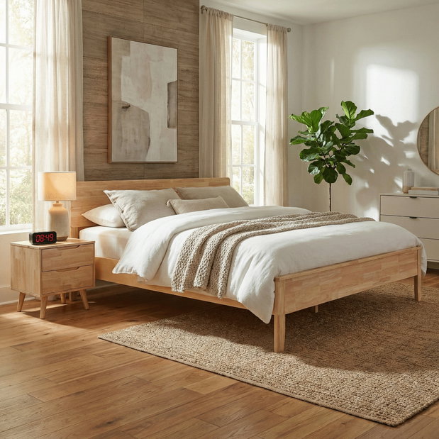 Manželská postel 180 cm Novedades (přírodní) (s roštem)