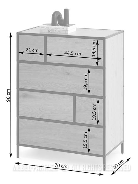 Komoda Soren Kom (černé dřevo + zlatá)