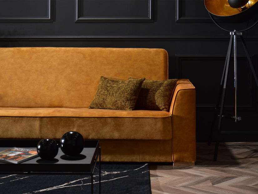 Pohovka třísedačka Masoquismo (hořčičná + buk)