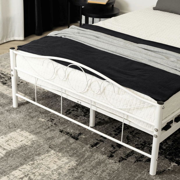 Kovová postel 120 cm Granjeros (bílá) (s roštem)