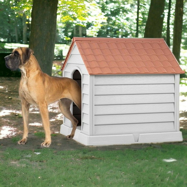 Domeček pro psa Dora (bílá + cihlová)
