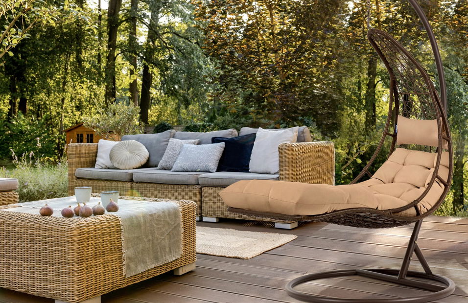 Závěsné křeslo Cleopatra (hnědá + ecru)