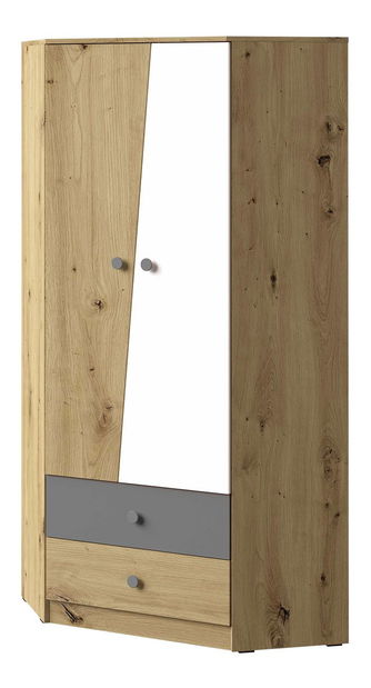 Šatní skříň Seraphina WK2 (dub artisan + bílá + šedá)