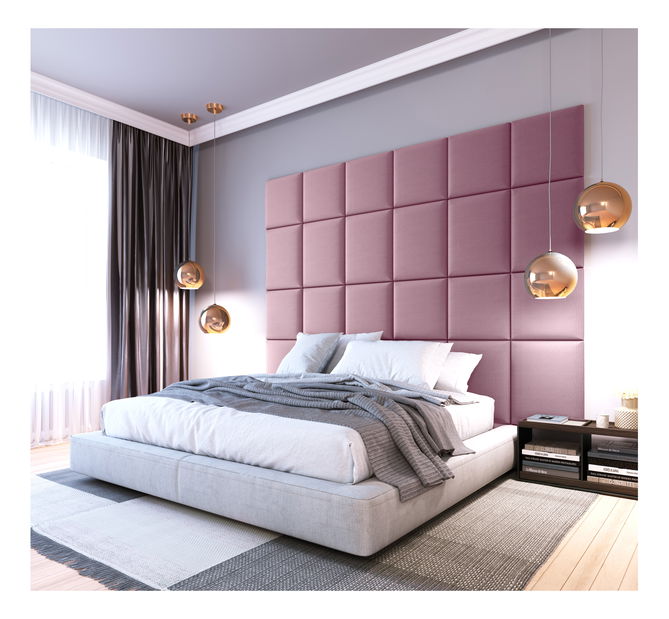 Set 24 čalouněných panelů Quadra 240x180 cm (růžová)