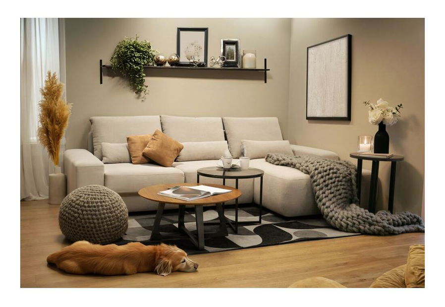 Rohová sedací souprava Carlito (L) (šedá + černá)