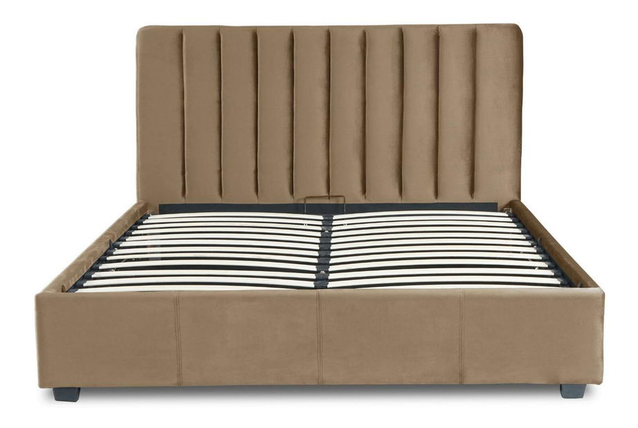 Manželská postel 160 cm Merecida (béžová) (s roštem) (s úl. prostorem)