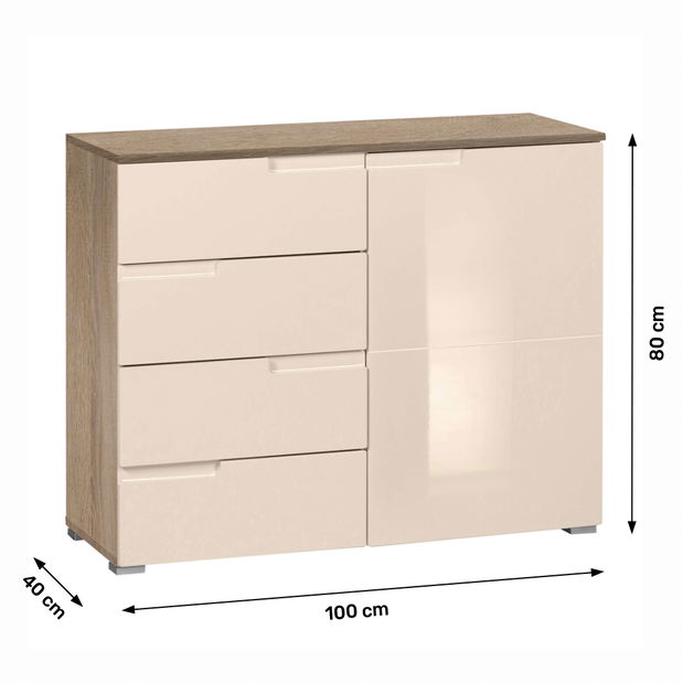 Kombinovaná komoda Merissa typ 3 (krémová + dub sonoma)