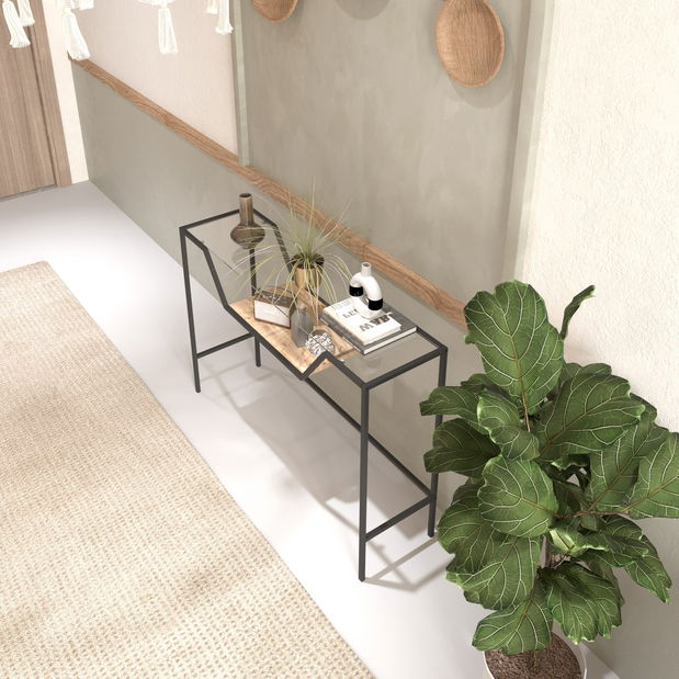 Konzolový stolek Ladone (černá + sklo)