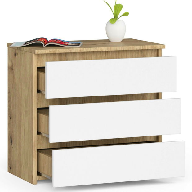 Komoda Cleania CL3 (dub artisan + bílá)