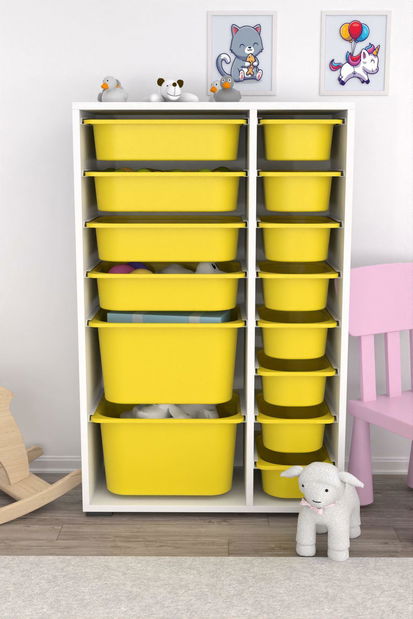 Organizér na hračky Dremonka 7 (žlutá + bílá)