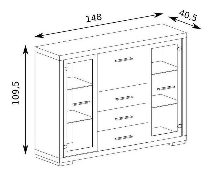 Vitrína Vega 08 (s LED osvětlením) (dub santana tmavý)